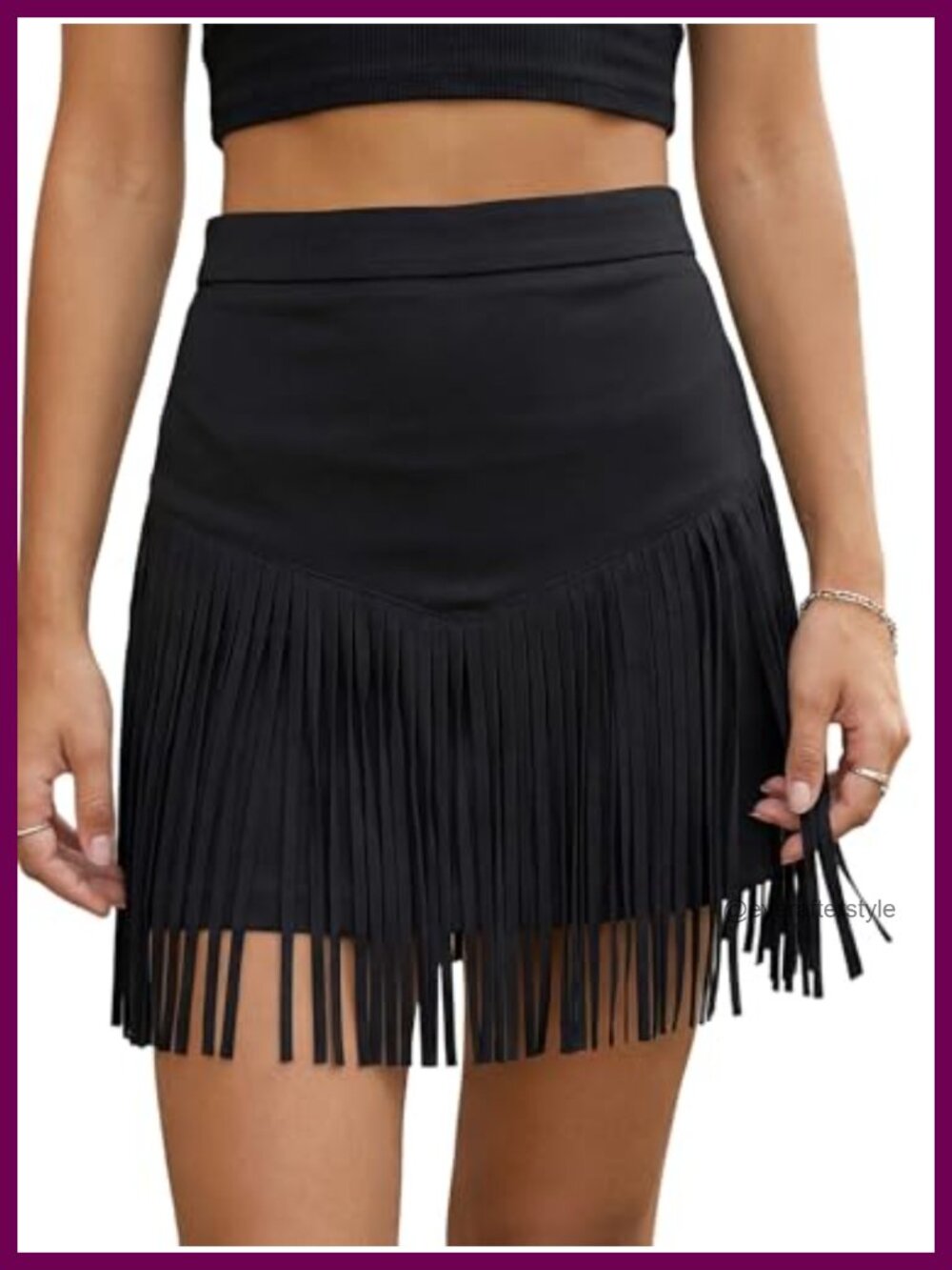 Faux Suede Fringe Mini Skirt High Waisted A Line Western Cowgirl Party